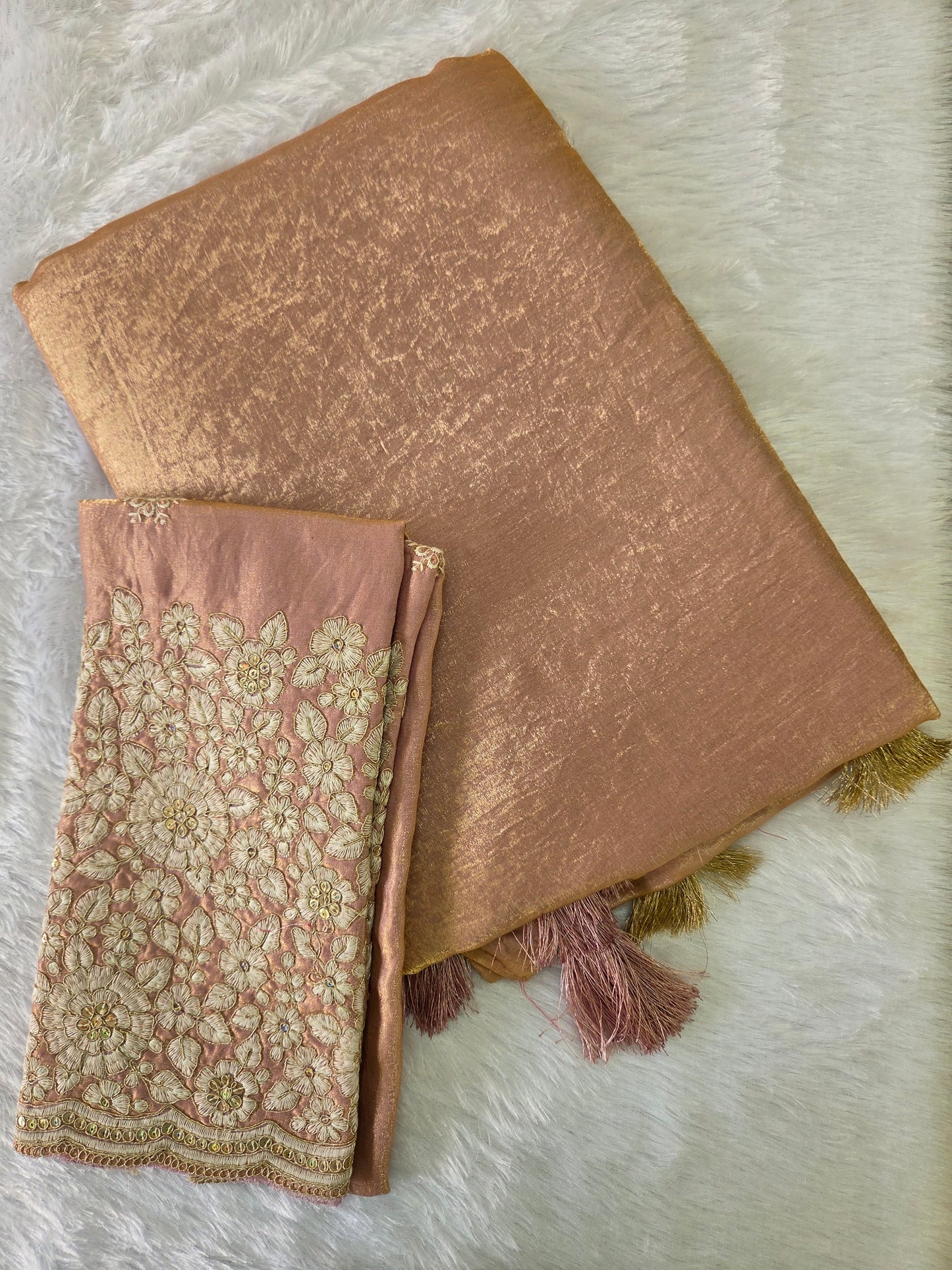 Tissue linen saree