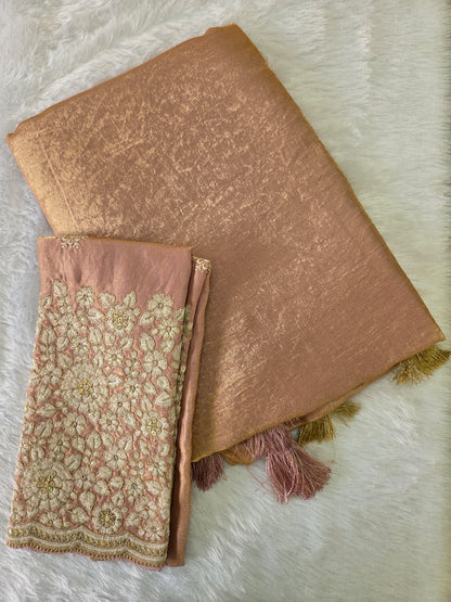 Tissue linen saree